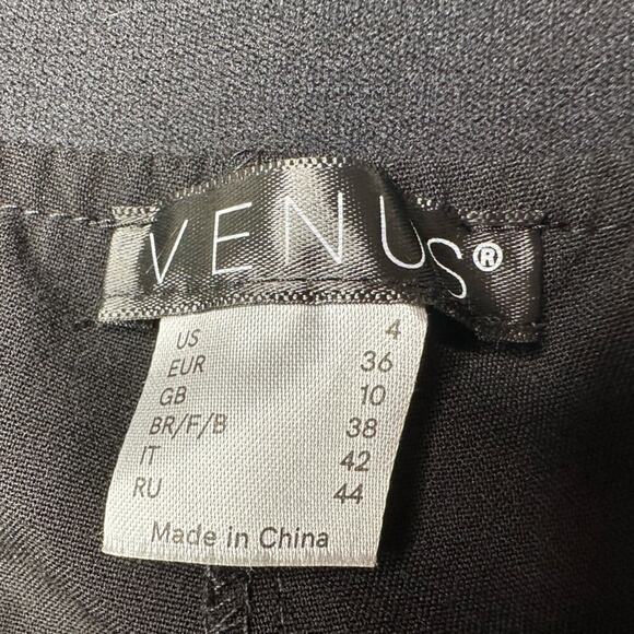 VENUS Elegant Black Flare Pants Split Leg with Tie - Picture 6 of 9